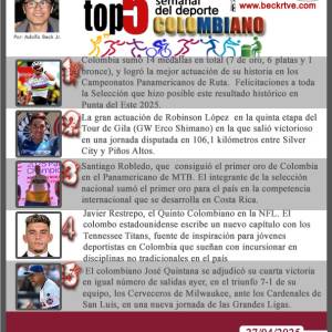 El Top 5 del Deporte Colombiano  - Semana del 21 al 27 de abril de 2025